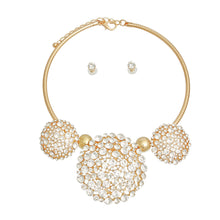 Load image into Gallery viewer, Gold Triple Rhinestone Dome Cluster Collar
