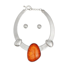Load image into Gallery viewer, Collar Silver Omega Orange Resin Tribal Necklace
