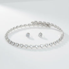 Load image into Gallery viewer, Tennis Heart Crystal CZ Silver Memory Wire Necklace
