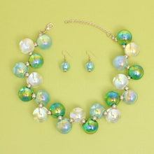 Load image into Gallery viewer, Necklace Blue Green Iridescent Bubble Ball Bead
