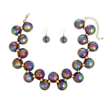 Load image into Gallery viewer, Necklace Black Iridescent Bubble Ball Bead Set
