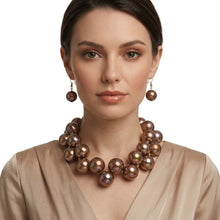 Load image into Gallery viewer, Dark Brown Marble Bubble Ball Bead Necklace
