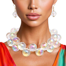 Load image into Gallery viewer, Necklace Clear Iridescent Bubble Ball Bead Gold
