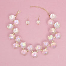Load image into Gallery viewer, Necklace Clear Iridescent Bubble Ball Bead Gold
