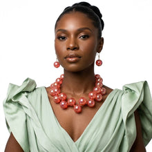 Load image into Gallery viewer, Dark Pink Marble Bubble Ball Bead Necklace
