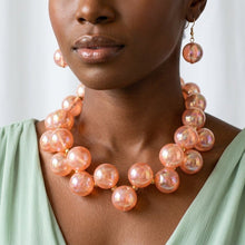 Load image into Gallery viewer, Dark Pink Marble Bubble Ball Bead Necklace
