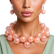 Load image into Gallery viewer, Dark Pink Marble Bubble Ball Bead Necklace
