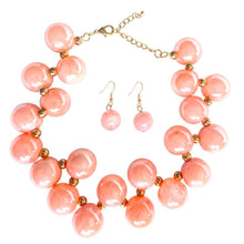 Load image into Gallery viewer, Dark Pink Marble Bubble Ball Bead Necklace
