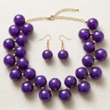 Load image into Gallery viewer, Dark Purple Marble Bubble Ball Bead Necklace
