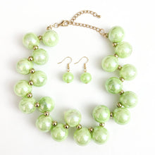Load image into Gallery viewer, Lime Green Marble Bubble Ball Bead Necklace
