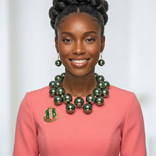 Load image into Gallery viewer, Olive Green Marble Bubble Ball Bead Necklace
