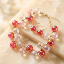 Load image into Gallery viewer, Red &amp; Pink Mix Iridescent Bubble Ball Bead Necklace
