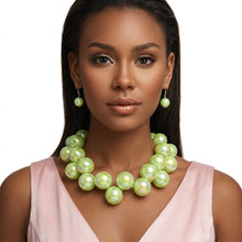 Load image into Gallery viewer, Lime Green Marble Bubble Ball Bead Necklace
