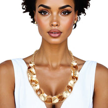 Load image into Gallery viewer, Chain Polished Gold Oval Link Long Necklace
