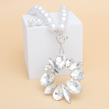 Load image into Gallery viewer, Toggle White Pearl Clear Crystal Pendant Necklace
