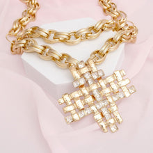 Load image into Gallery viewer, Pendant Chunky Link Gold Chain Woven Cross Set
