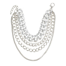 Load image into Gallery viewer, Chain High Impact Silver 4 Layer Necklace Set
