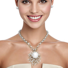 Load image into Gallery viewer, Pendant Branched Silver White Pearl Chain Necklace
