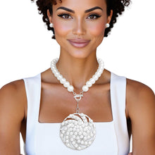 Load image into Gallery viewer, Toggle Silver Swirled Circle Chunky Pearl Necklace
