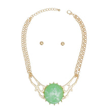 Load image into Gallery viewer, Collar Green Resin Dome Gold Chain Necklace Women
