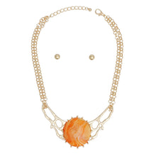Load image into Gallery viewer, Collar Orange Resin Dome Gold Chain Necklace Women

