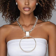 Load image into Gallery viewer, Pendant Silver Chunky Chain Ring Necklace Women
