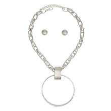 Load image into Gallery viewer, Pendant Silver Chunky Chain Ring Necklace Women
