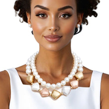 Load image into Gallery viewer, Layered Matte Multi Chunky Vintage Pearl Necklace

