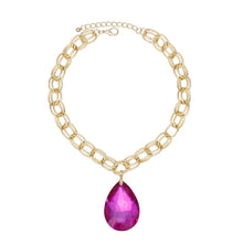Load image into Gallery viewer, Pendant Bold Fuchsia Teardrop Crystal Necklace
