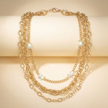 Load image into Gallery viewer, Gold Mixed Chain Stone Butterfly 3 Layer Necklace
