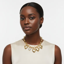 Load image into Gallery viewer, Chain Gold Puffy Heart Aurbo Stone Charm Necklace
