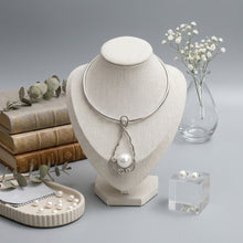 Load image into Gallery viewer, Silver Wavy Teardrop Pearl Pendant Choker Necklace
