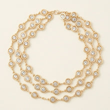 Load image into Gallery viewer, Gold 3 Layer Bezel Crystal Station Chain Necklace
