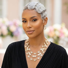 Load image into Gallery viewer, Gold 3 Layer Bezel Crystal Station Chain Necklace
