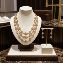 Load image into Gallery viewer, Gold 3 Layer Bezel Crystal Station Chain Necklace
