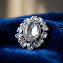 Load image into Gallery viewer, Oval Brooch Silver and Clear Glass Brilliant Pin
