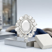 Load image into Gallery viewer, Oval Brooch Silver and Clear Glass Brilliant Pin
