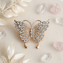 Load image into Gallery viewer, Gold Butterfly Large Brooch Pin with Crystals
