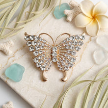 Load image into Gallery viewer, Gold Butterfly Large Brooch Pin with Crystals
