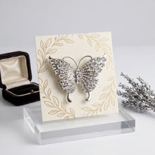 Load image into Gallery viewer, Silver Butterfly Large Brooch Pin with Crystals
