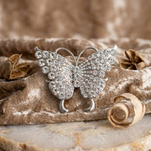 Load image into Gallery viewer, Silver Butterfly Large Brooch Pin with Crystals

