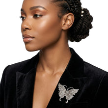 Load image into Gallery viewer, Silver Butterfly Large Brooch Pin with Crystals
