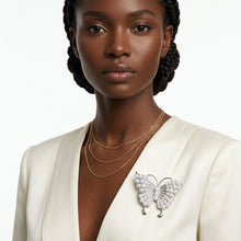 Load image into Gallery viewer, Silver Butterfly Large Brooch Pin with Pearls
