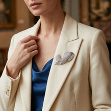 Load image into Gallery viewer, Encrusted Brooch Silver Flowing Ribbon Stone Pin
