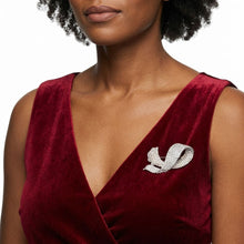 Load image into Gallery viewer, Encrusted Brooch Silver Flowing Ribbon Stone Pin
