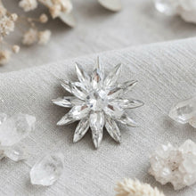 Load image into Gallery viewer, Oversize Brooch Silver Marquise Crystal Flower Pin
