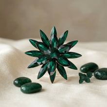 Load image into Gallery viewer, Oversized Brooch Green Marquise Crystal Flower Pin
