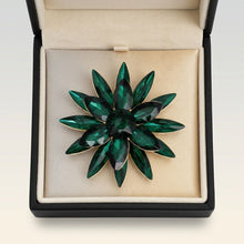 Load image into Gallery viewer, Oversized Brooch Green Marquise Crystal Flower Pin
