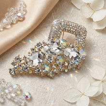 Load image into Gallery viewer, Aurbo Gold Cascading Crystal Square Brooch Pin
