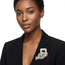 Load image into Gallery viewer, Aurbo Gold Cascading Crystal Square Brooch Pin
